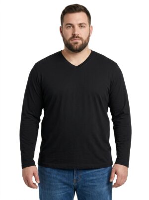 Polera cuello V manga larga Tallas grandes